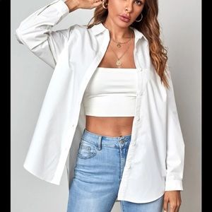 SHEIN Drop Shoulder Solid Tunic Blouse